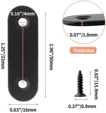 Jiozermi 24 Pcs Straight Brace, 2" x 0.6", Stainless Steel, Black