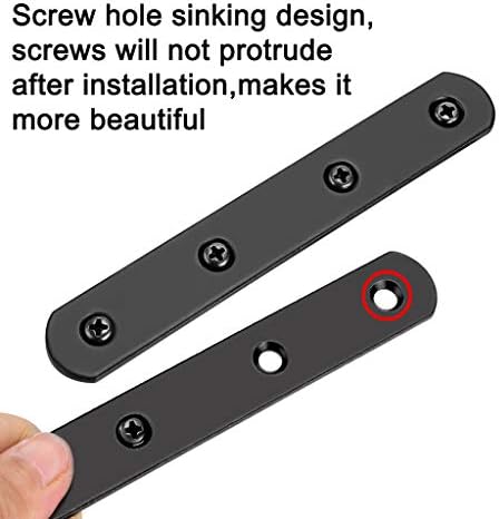 Sumnacon 8 Pcs Stainless Steel Flat Plates - 5 Inch Heavy Duty Mending Plate Straight Corner Brace Brackets Connector Furniture Repair Fixing Joint with Screws, Black