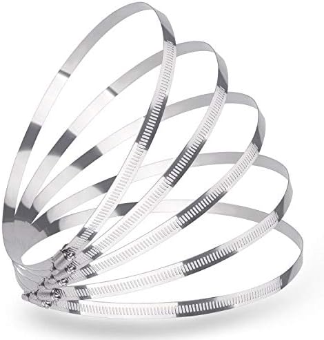 LOKMAN 5 Pack 10 Inch Stainless Steel Hose Clamps Large Worm Gear Duct Clamps Adjustable from 9-10 inch/ 235-254mm Fuel Line Hose Band Pipe Clamp for Dryer Vent Hose