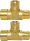 Joywayus 2Pcs Brass Tee Pipe Fitting 1/2"NPT Male-Male-Female 3-way Adapter