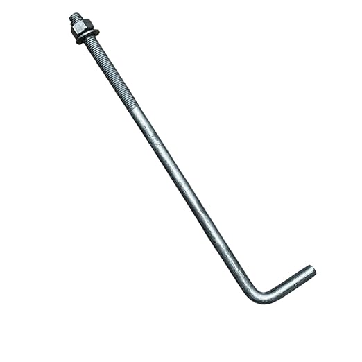 Sandbaggy 3/4" x 18" Threaded Concrete Anchor L-Bolts (Nuts & Washers Included) - Hot Dipped Galvanized - Sill Plate, Base Plate, Masonry, Wood, Cement Anchors, J Bolt (60, 3/4" x 18")
