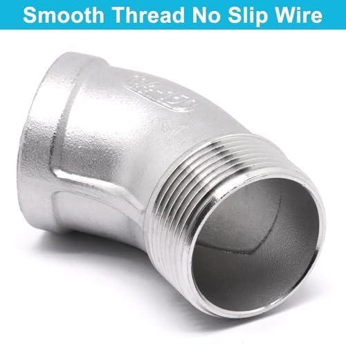 1PCS 45 Degree Elbow Fittings, 1-1/4" NPT Male to 1-1/4" NPT Female 304 Stainless Steel Pipe Fitting, Connector Coupler Apply to Outdoor Garden Industrial
