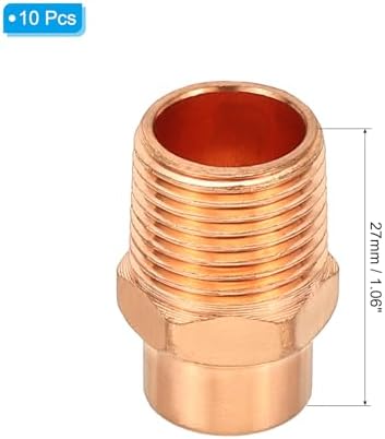 PATIKIL 3/8" Male Adapter Fitting with C x M Connections, 10 Pcs Copper Pipe Fittings with Sweat Solder X FNPT Connection Threaded Tubing Connector for Residential, Commercial