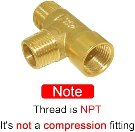Joywayus 2Pcs Brass Tee Pipe Fitting 1/2"NPT Male-Male-Female 3-way Adapter