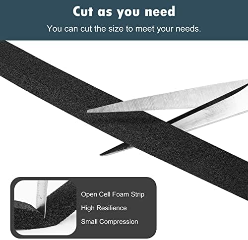 YIJUHOU Weather Stripping Door Seal Window Air Conditoner Insulation Foam Seal Tape Black Open Cell Door Seal Strip (2IN*1IN*6.5FT)