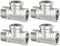 ChillWaves 304 Stainless Steel Pipe Fitting, Male Run Tee 1/4" NPT Female x 1/4" NPT Female x 1/4" NPT Male Thread Adapter(4-PACK)