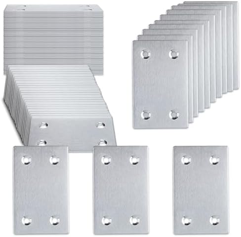 50PCS Flat Metal Brackets, 2.36" 304 Stainless Steel Mending Plates