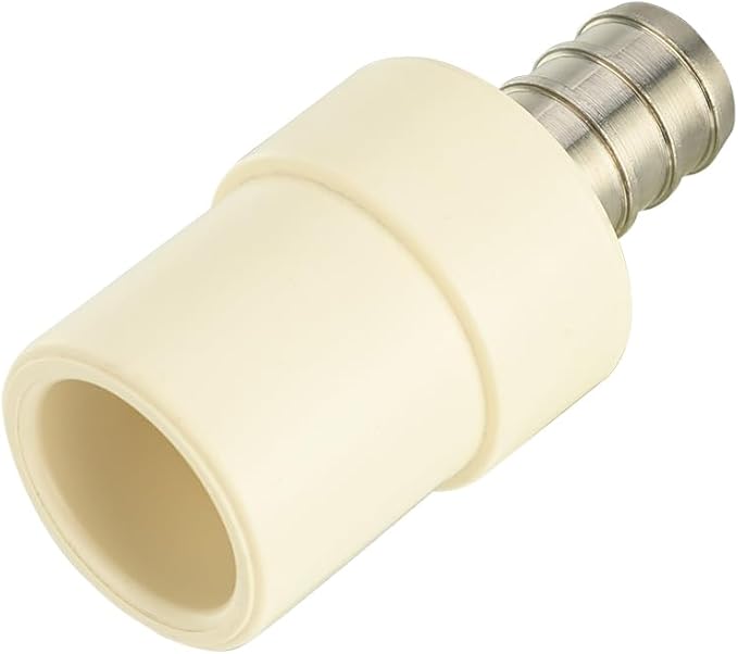 (Pack of 5) EFIELD 1/2" Pex x 1/2" CPVC Transition Coupling Barb Crimp Brass Fittings. (5),(PEX1807340-5PCS)