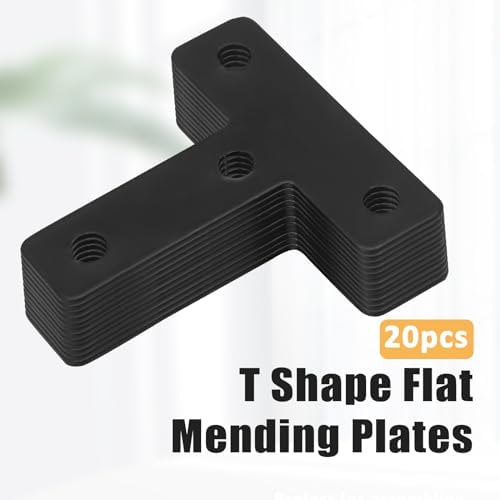 Zorfeter Black T-Shape Corner Brackets, 50x50mm/2 x2, 20 Pcs