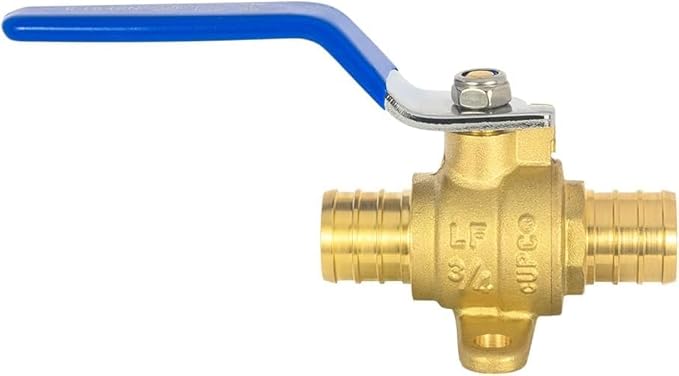 20-Pack EFIELD 3/4-inch Crimp Pex Full Port Shut-off Brass Ball Valve with Drop-ear, Red and Blue Levels, ASTM F1807,(VALVE217-20PCS)