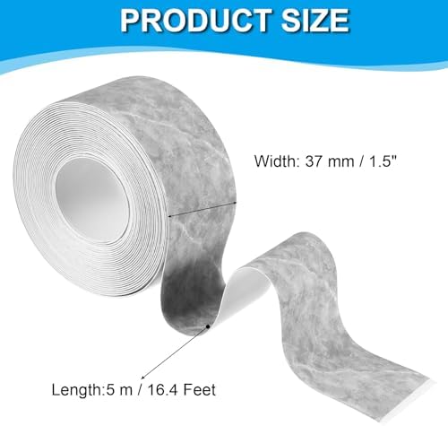 PATIKIL Caulk Tape 1.5" x 16 Ft, Self Adhesive Sealing Tape Waterproof Toilet Tub Caulk Sealant Strip Sealing Trim for Kitchen Bathroom Toilet Bathtub Sink Countertop, Dark Grey