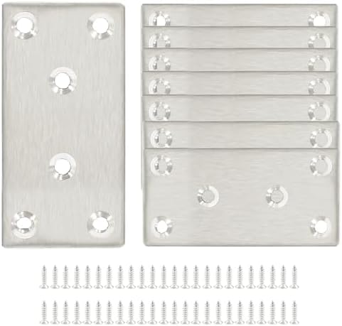 Bonsicoky 8 Pcs Flat Straight Brace Brackets, 3.15" x 1.5" / 80mm x 40mm