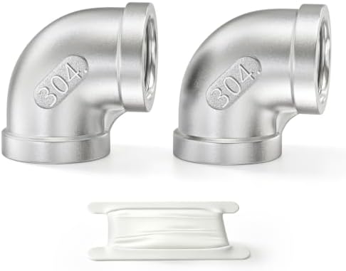 TAISHER 2PCS 304 Stainless Steel 90 Degree elbow,1-1/2" NPT Female Pipe to 1-1/2" NPT Female 304 Stainless Steel Pipe Fitting