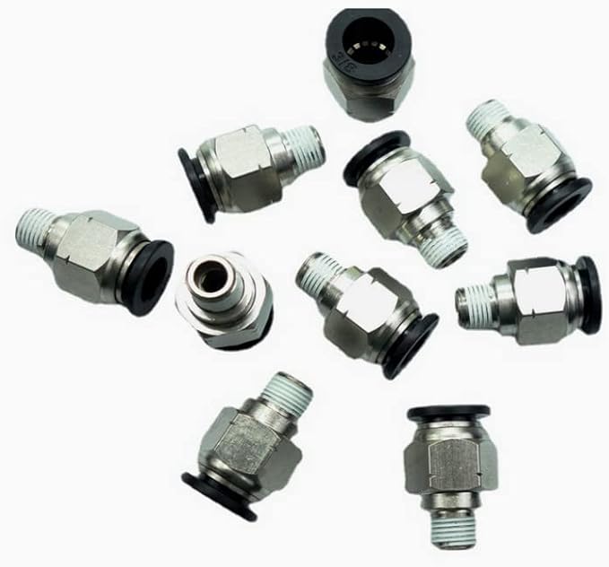 CDQBWQDJT 10 Pcs Pneumation Fitting 3/8" Tube OD Push To Connect X 1/8 NPT Pipe Male Connector