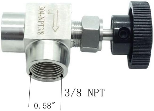 1 Piece Stainless Steel 304 Instrument Gas Angle Needle Valve 3/8" NPT Female x 3/8 NPT Female