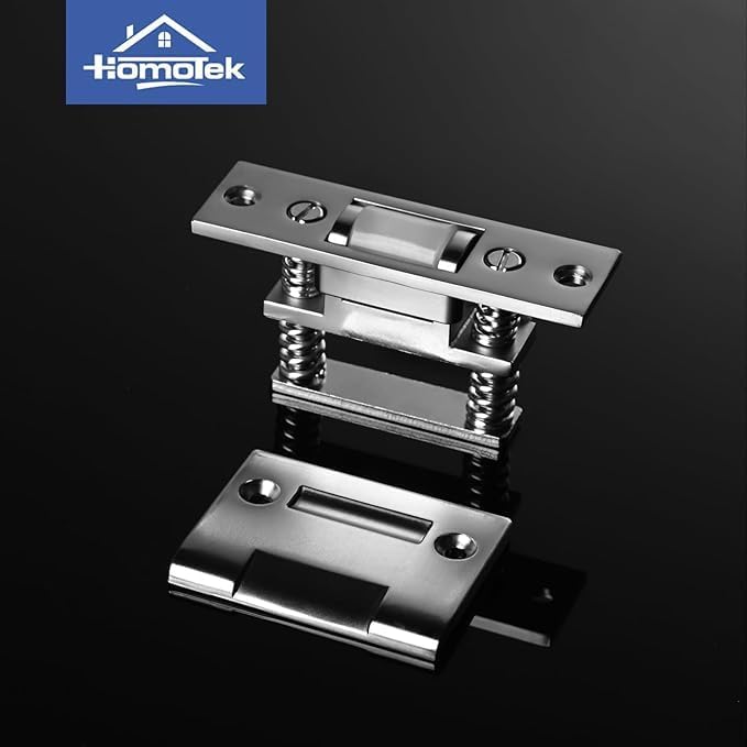 HOMOTEK Commercial Heavy Duty Door Roller Catch, Drive in Ball Catch with Strike Plate Solid Zinc Adjustable Silent Door Latch, Spring Tension Roller, Satin Nickle, 1 Pack