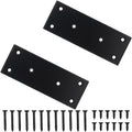 Mending Plate, Metal Steel Flat Straight Brace Bracket, Black Double-Wide Joining Plate for Wood Furniture Fastening & Fixing with 2 Sets of Screws of Different Lengths(48x128mm, 2 Pack)