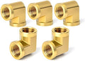 TAISHER 5pcs 90 Degree Barstock Street Elbow, 1/2 Inch NPT Female Pipe to 1/2 Inch NPT Female Brass Pipe Fitting