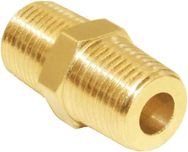 Joywayus Brass Pipe Fitting Hex Nipple Equal 5Pcs 1/8"NPT Male + 5Pcs 1/8"NPT Female Air Fuel Water (Pack of 10)