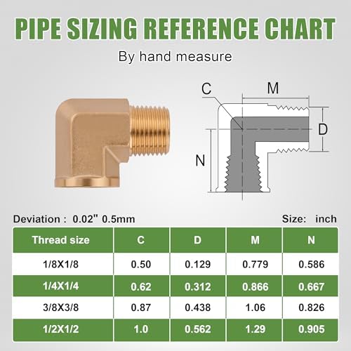 5Pcs Brass Pipe Fittings 90 Degree Street Elbow,1/8" x 1/8"