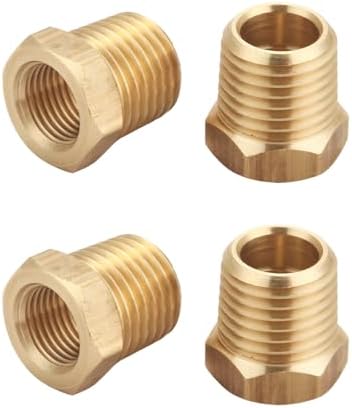 Brass Reducer Hex Bushing, 1/4 NPT Male to 1/8 NPT Female