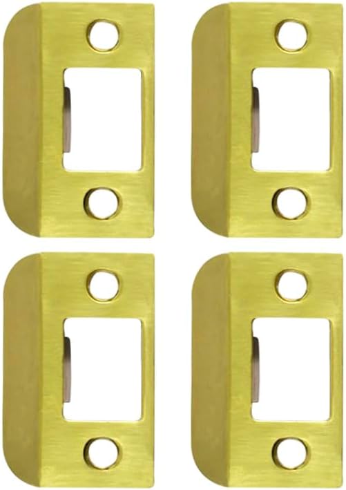 QCAA Solid Brass Extended Lip Strike, 1-1/2"X2-1/4", Polish Brass, 4 Pack, Made in Taiwan