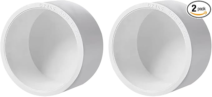 Lesso 2 Pack PVC Pipe End Cap Fitting 3" SCH40 Pipe Plug Socket Fitting, External End Cap White