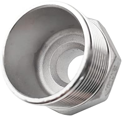 Male Hex Nipple Threaded Reducer Connector Pipe Fitting Adapter,Stainless Steel 304 NPT (1-1/2" x 3/4")