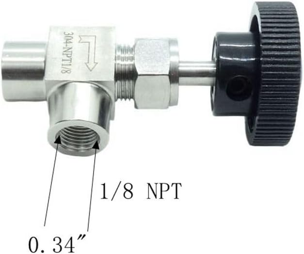 1 Piece Stainless Steel 304 Instrument Gas Angle Needle Valve 1/8" NPT Female x 1/8 NPT Female