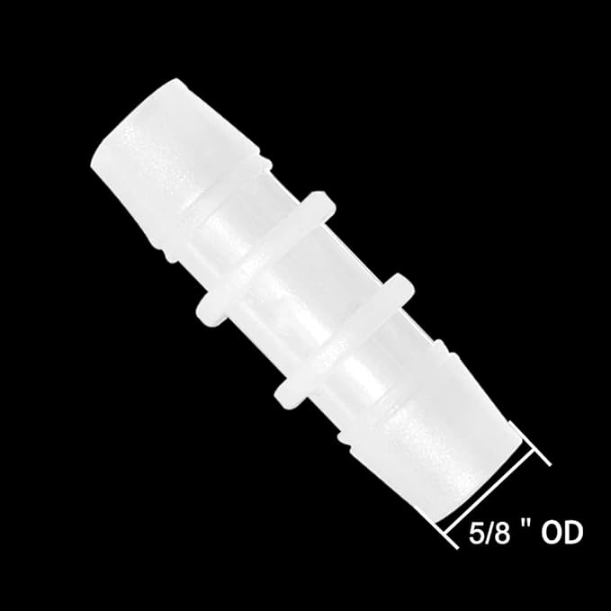 Plastic Hose Barb Fitting 5/8" x 5/8" Pipe Connectors Joint Splicer Mender Adapter Union for Aquarium Household Adapters Fuel Gas Liquid Air (Pack of 10)
