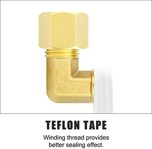GASHER 10PCS Brass 90 Degree Elbow Compression Tube Pipe Fitting Connector, 3/8" Tube OD x 1/4" NPT Male Connector