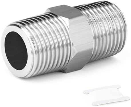 TAISHER 10PCS 304 SS New Hex Nipple, 1/4" NPT Male, Pipe Adapter Fitting