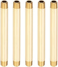 PATIKIL 5Pcs 6" Long 3/8" x 3/8" NPT Male Brass Pipe Fitting Long Nipple, Brass Tone