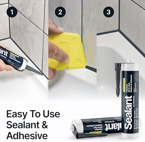 Hemway Kitchen & Bathroom Anthracite Gray Sealant & Adhesive 300ml 1 Pack