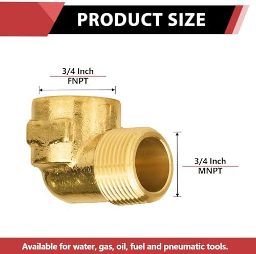 2Pcs EFIELD 3/4"MNPT x3/4"FNPT 90 Degree Barstock Street Elbow(NPT124-2)