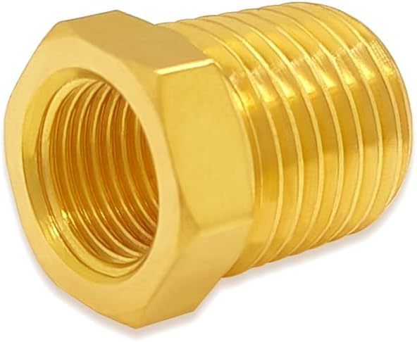 Hooshing 6PCS 1/4" NPT Male to 1/8" NPT Female Brass Reducer Hex Bushing Brass Fitting Pipe Tube Convert Adapter