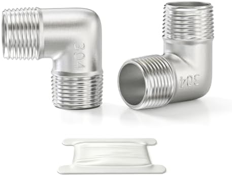 TAISHER 2PCS 304 Stainless Steel 90 Degree elbow,1/2" NPT Male × 1/2" NPT Male Thread Pipe Fitting