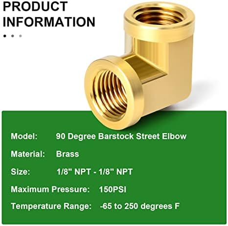 TAISHER 2PCS 90 Degree Barstock Street Elbow, 1/8 Inch NPT Female Pipe to 1/8 Inch NPT Female Brass Pipe Fitting