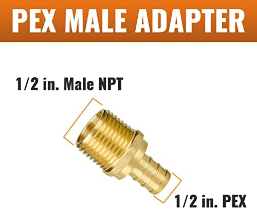 SUNGATOR 6-Pack 1/2" NPT to 1/2" PEX Male Adapter, PEX Fittings 1/2 Inch