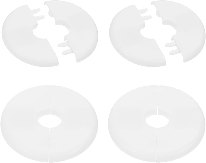 PATIKIL Wall Split Flange 70mm / 2.8" OD, 4 Pcs Round Escutcheon Plate Cover PPR Plumbing Cover Plates with Self-Adhesive Tape for 17mm / 0.7" Dia Water Pipe Faucet, White