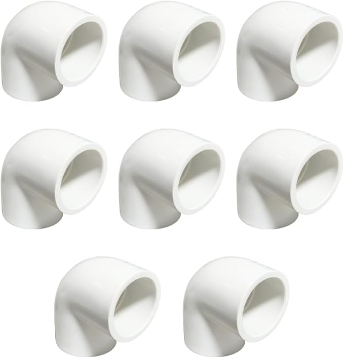 8PCS 3/4 Inch White PVC Pipe Corner Fittings 90 Degree Elbow Adapter Pipe Coupling Connectors for Sprinkler, Drip Irrigation System HE051-3/4