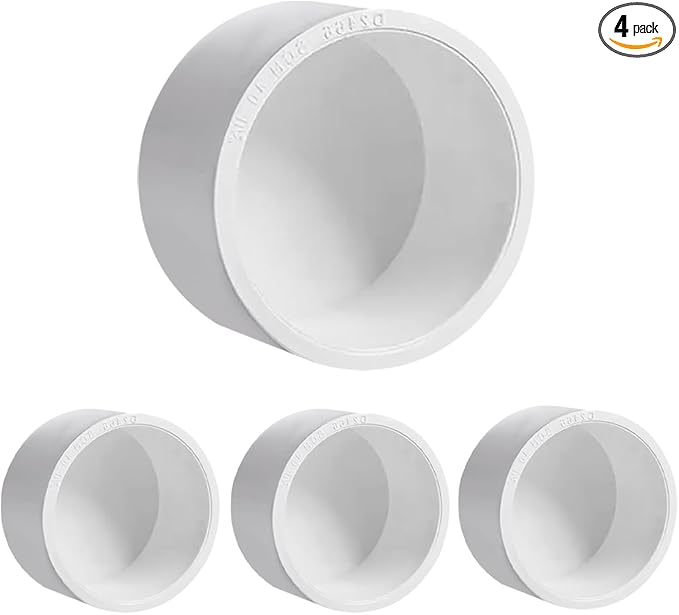 LESSO 4PCS 2" PVC End Cap, Pipe Fitting Furniture Grade, 2" PVC Pipe Plug Adapter for Build Furniture DIY Garden Shelf, SCH40 White
