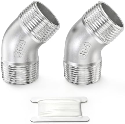 TAISHER 2PCS 304 Stainless Steel 45 Degree elbow,1/2” NPT Male Pipe Fitting