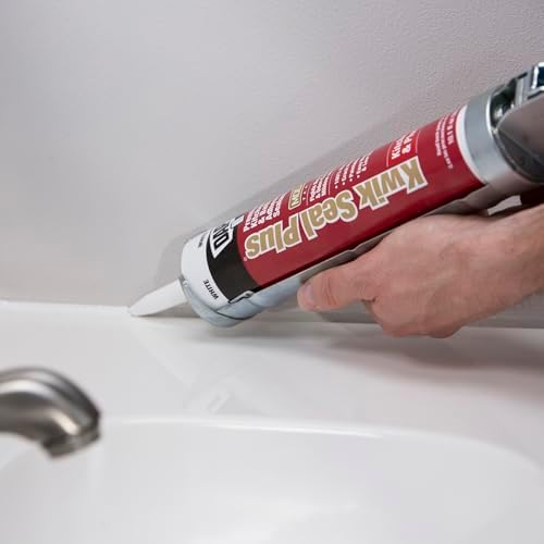 DAP Kwik Seal Plus Kitchen and Bath Adhesive Sealant, White, 10.1 Oz (7079818510)