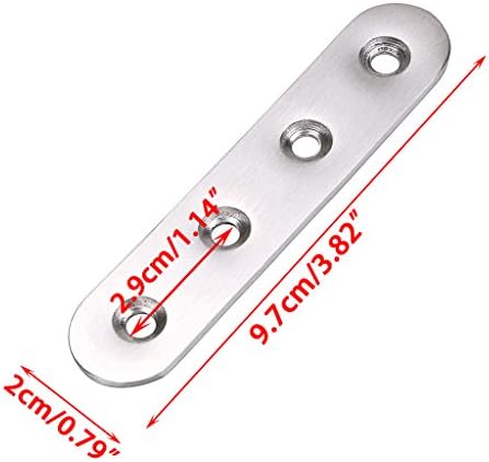 Sumnacon 8Pcs Stainless Steel Flat Plates - 4 Inch Heavy Duty Mending Plate Straight Corner Brace Brackets Connector Furniture Repair Fixing Joint with Screws, Silver