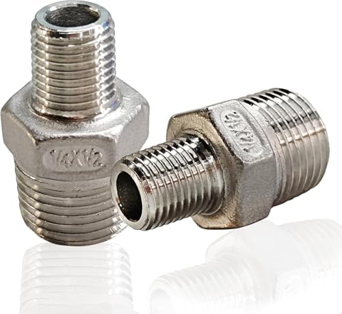 2pcs 1/2" x 1/4" NPT Male Pipe Fitting Reducer Nipple Adapter