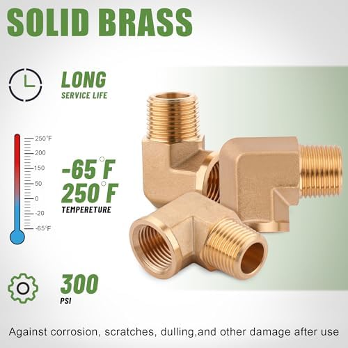 5Pcs Brass Pipe Fittings 90 Degree Street Elbow,1/8" x 1/8"