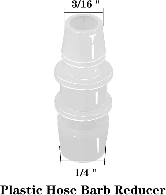 1/4" to 3/16" Hose Barb Reducer Pipe Fittings Adapter, Plastic Joint connector Splicer Mender for Aquarium Household Transport Fuel Gas Liquid Air (Pack of 4)