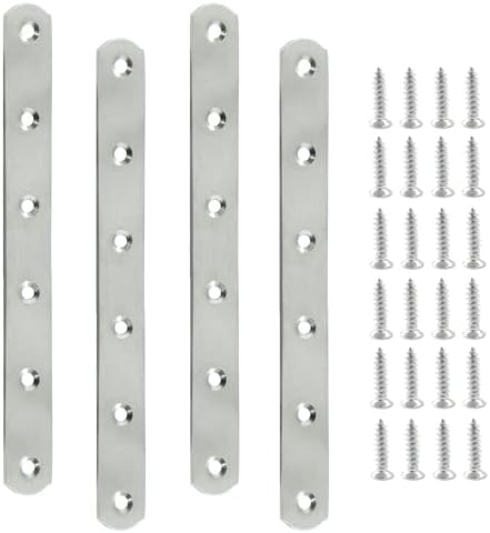 4 Pack 8 Inch Stainless Steel Flat Plate Straight Bracket