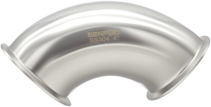 Sanitary Elbow 90 Degree 102mm Pipe OD SS304 Ferrule Tri Clamp 4 Inch with 2 Silicone Gaskets